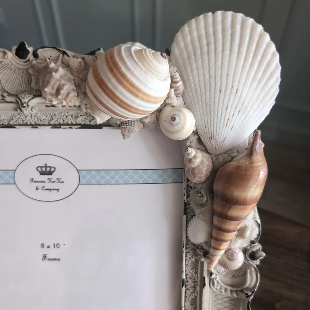 Vintage Style‎ 8x10 Shell Picture Frame Ornate Distressed Cream Coastal Sea Life